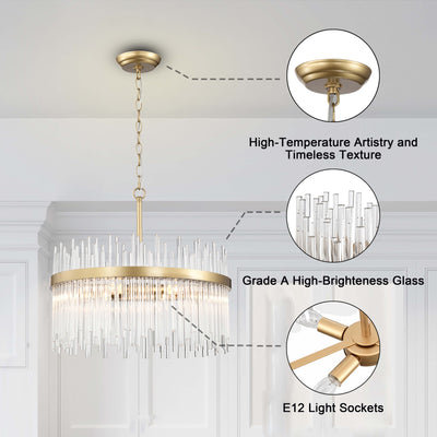 Casandra 5-light Shiny Bronze Chandelier with Clear Glass Bars - Shiny Bronze