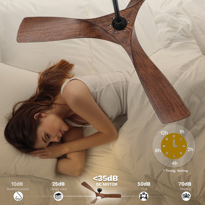 Ceiling Fan Light, 52 Ceiling Fan w/ Remote, LED Dimmable Tri-Color Temperature