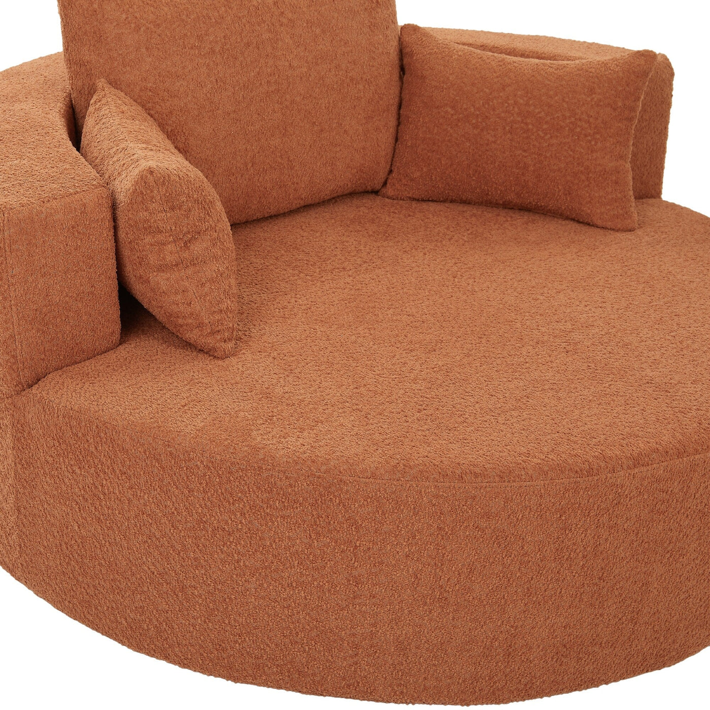 Chenille Accent Barrel Chair Lounge Chair, Round Sofa Chair Armchair with 360-Degree Swivel Base and 3 Removable Pillows