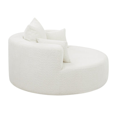 Chenille Accent Barrel Chair Lounge Chair, Round Sofa Chair Armchair with 360-Degree Swivel Base and 3 Removable Pillows