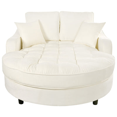 Chenille Chaise Lounge Sofa Bed, Upholstered Sofa Couch with Tufted Backrest and 2 Detachable Pillows for Living Room