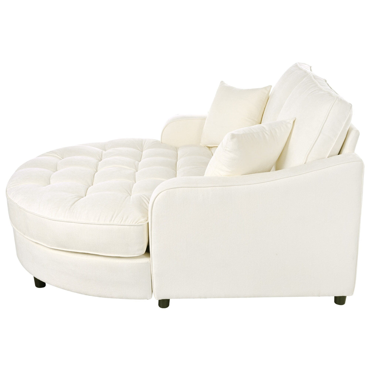 Chenille Chaise Lounge Sofa Bed, Upholstered Sofa Couch with Tufted Backrest and 2 Detachable Pillows for Living Room