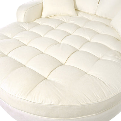 Chenille Chaise Lounge Sofa Bed, Upholstered Sofa Couch with Tufted Backrest and 2 Detachable Pillows for Living Room