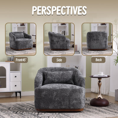 Chenille Swivel Barrel Chair, 360-Degree Comfy Accent Sofa for Living Room, Bedroom, and Study with Removable Cushion