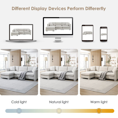 Cloud Sectional Sofa,L-Shaped Luxury Couch Set With 2 Free Pillows,4-Seat Chenille Indoor Furniture With Oversized Chaise