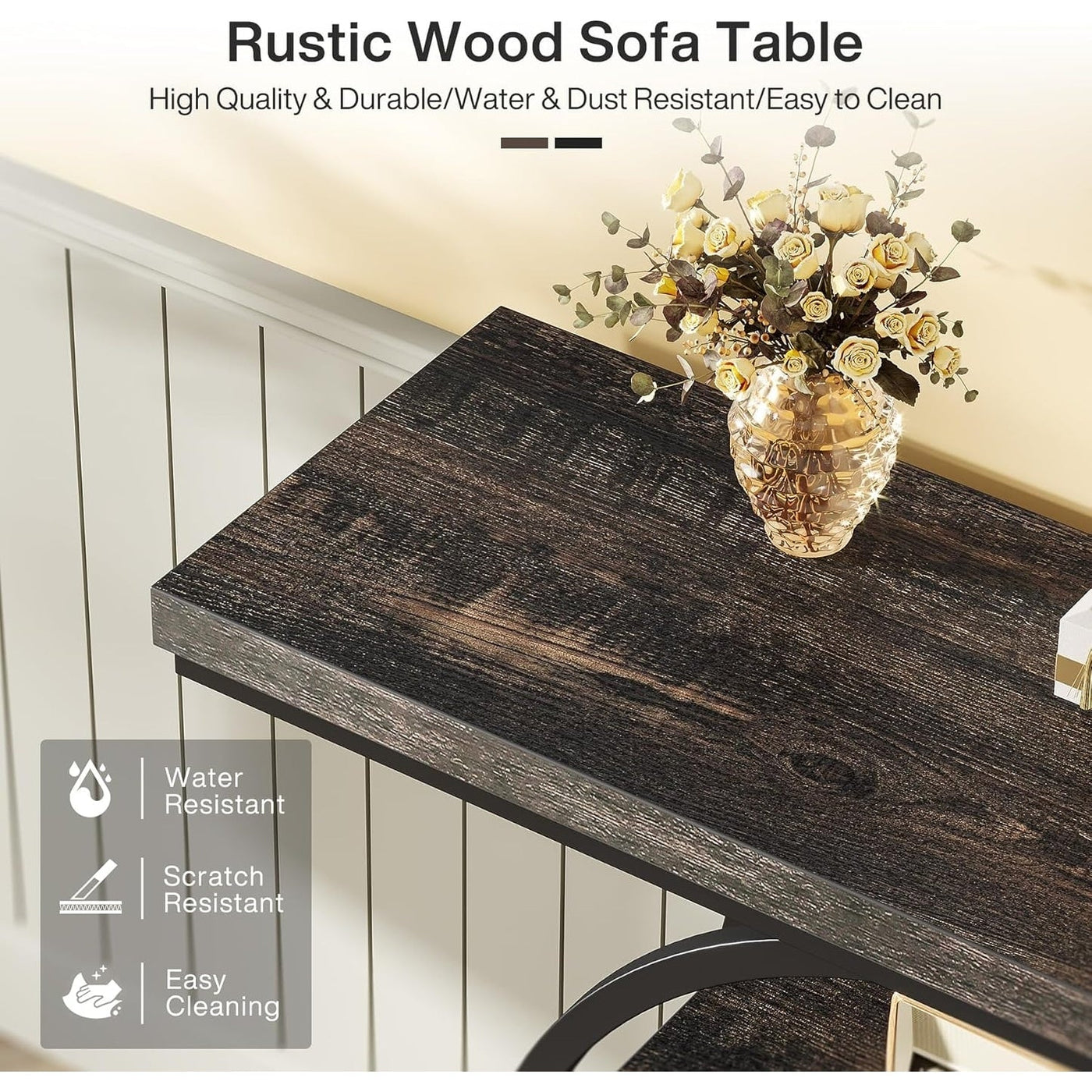 Console Table for Entryway, Industrial 4-Tier Sofa Table Behind Couch