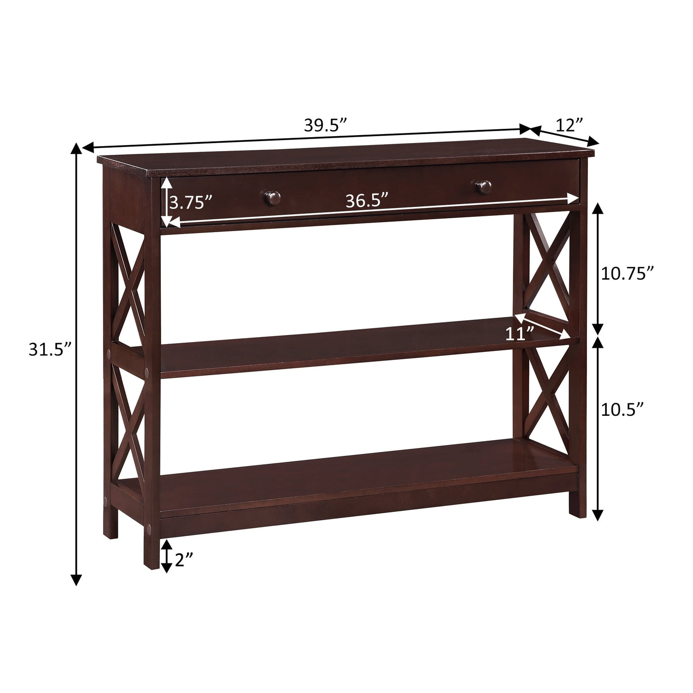 Convenience Concepts Oxford 1 Drawer Console Table with Shelves
