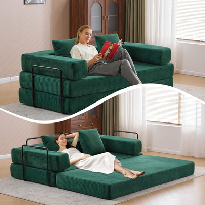 Convertible Floor Sofa Bed with Pillow Back Chenille Fabric for Living Room Bedroom