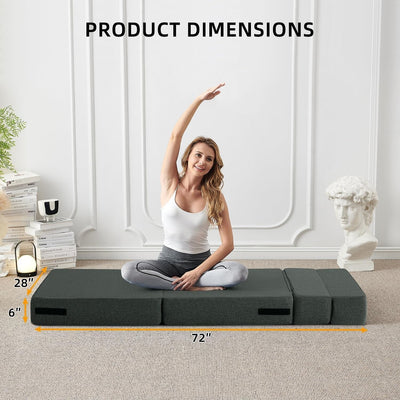 Convertible Folding Sofa Bed - Modern Linen Sleeper Chair with Pillow & Foldable Mattress for Living Room/Dorm/Guest