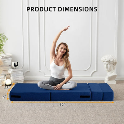 Convertible Folding Sofa Bed - Modern Linen Sleeper Chair with Pillow & Foldable Mattress for Living Room/Dorm/Guest