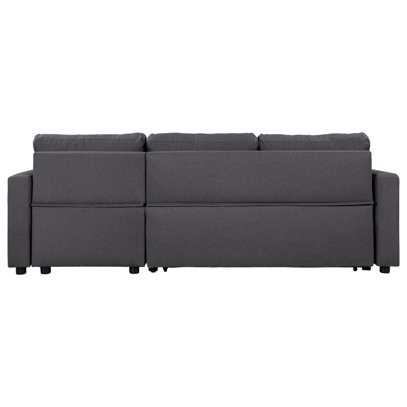 Convertible L-Shaped Sectional Sofa with Pull-Out Bed and Storage Space, 2 Tossing Cushions