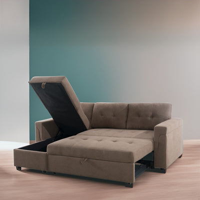 Convertible Reversible Sectional Sofa with Pull-Out Sleeper Bed, Hidden Storage Chaise, and Durable Legs