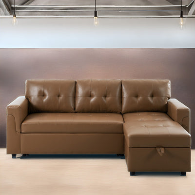 Convertible Reversible Sectional Sofa with Pull-Out Sleeper Bed, Hidden Storage Chaise, and Durable Legs