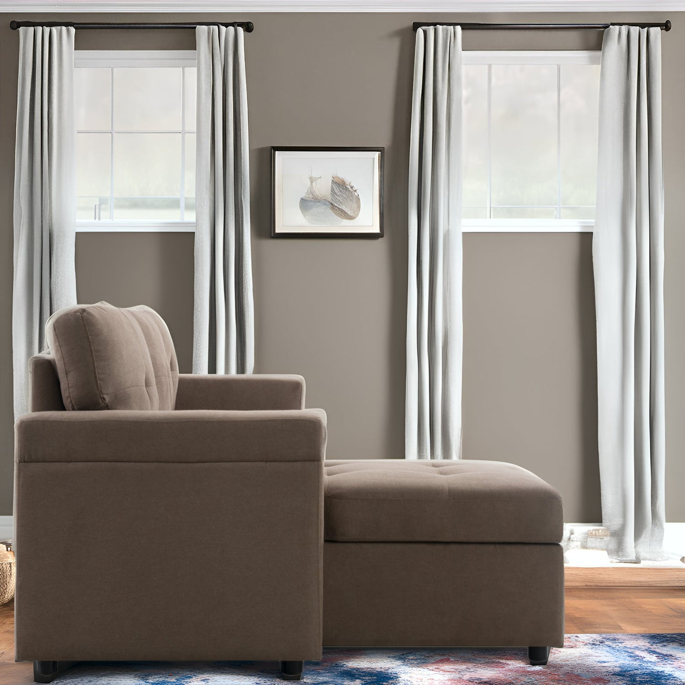 Convertible Reversible Sectional Sofa with Pull-Out Sleeper Bed, Hidden Storage Chaise, and Durable Legs