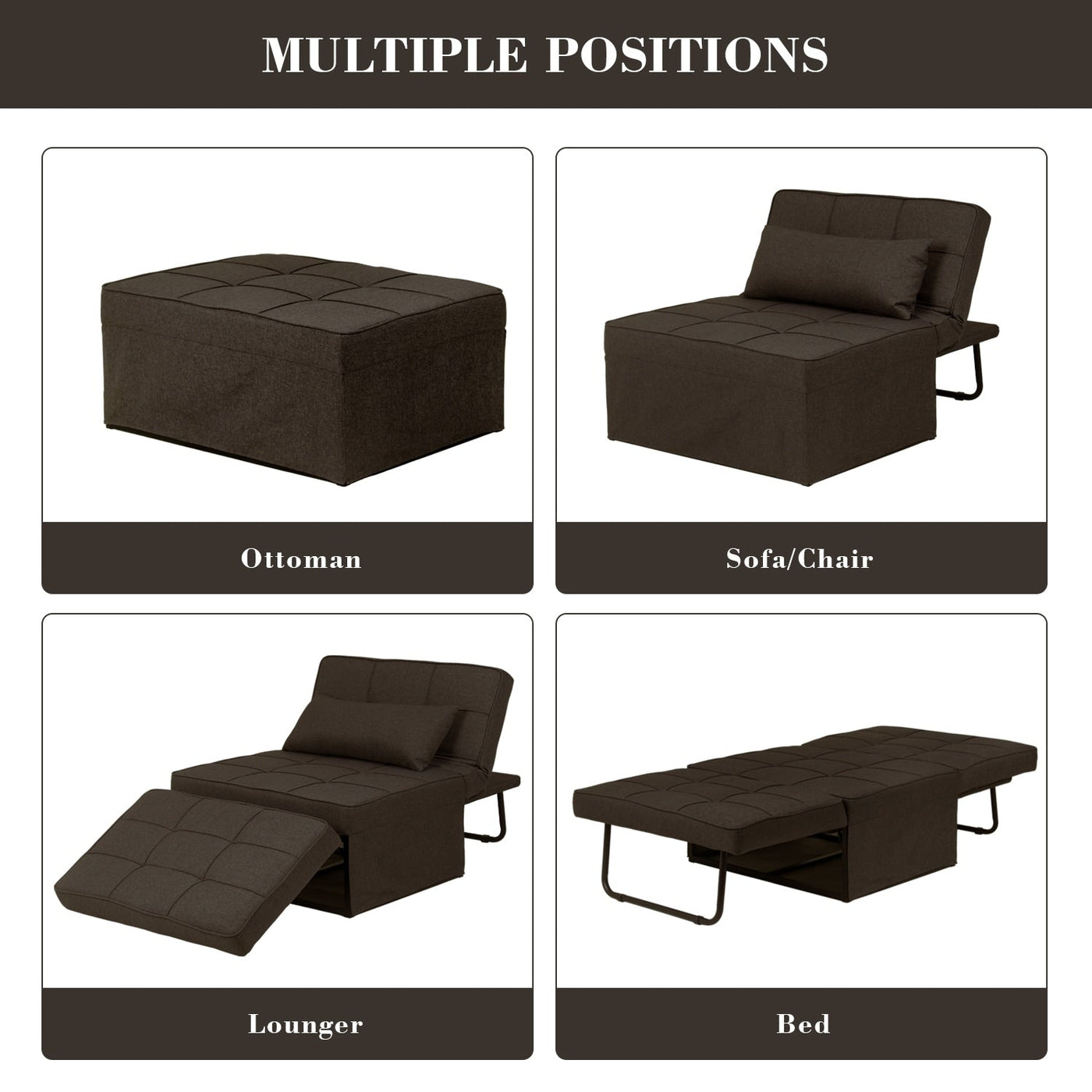 Convertible Sofa Bed Sleeper Sofa Chair Couch Folding Ottoman Recliner Chairs for Living Room