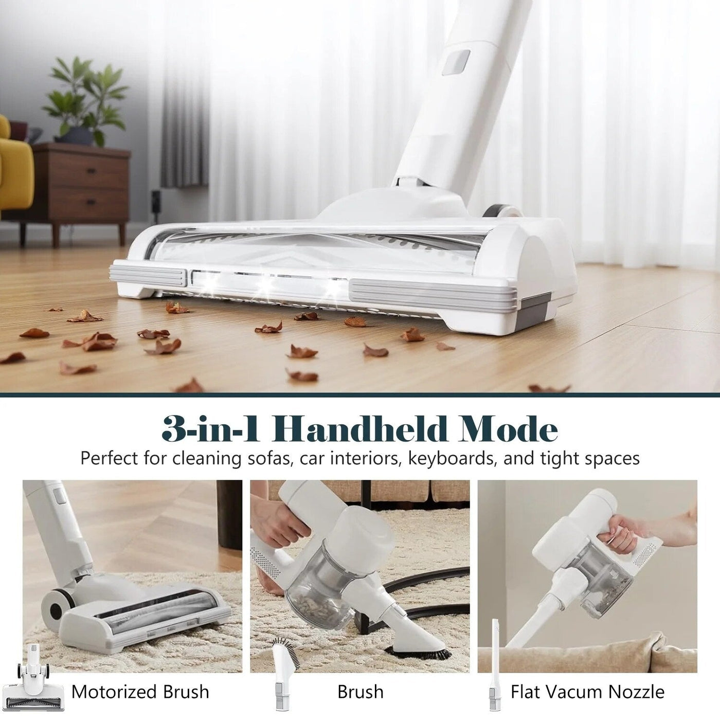 Cordless 3-in-1 Stick Vacuum Cleaner, Lightweight for Carpet, Hard Floors, Pet Hair, and Home Cleaning