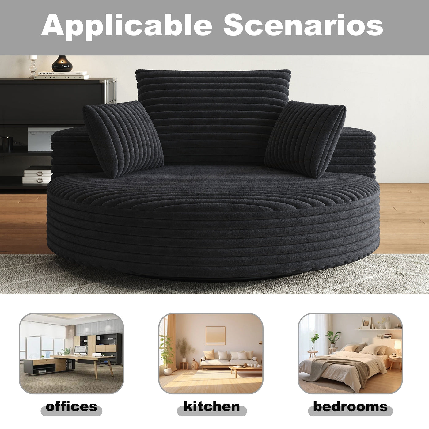 Corduroy Chenille Foam Single Swivel Chair