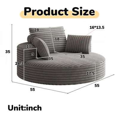 Corduroy Chenille Foam Single Swivel Chair