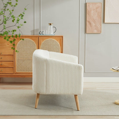 Corduroy Fabric Upholstered 2-Seat Sofa with Wooden Walnut Legs