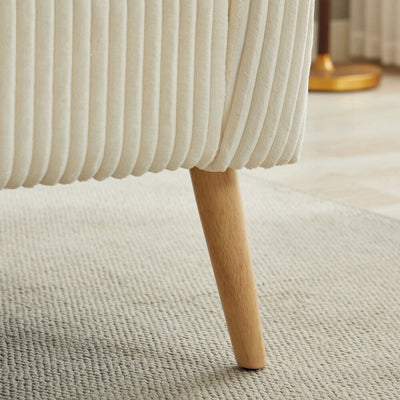 Corduroy Fabric Upholstered 2-Seat Sofa with Wooden Walnut Legs