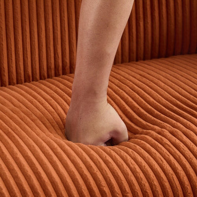 Corduroy Fabric Upholstered 2-Seat Sofa with Wooden Walnut Legs