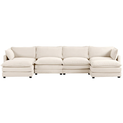 Corduroy Sectional Sofa with Removable Ottomans & Ultra-soft Cushions for Living Room & Bedroom