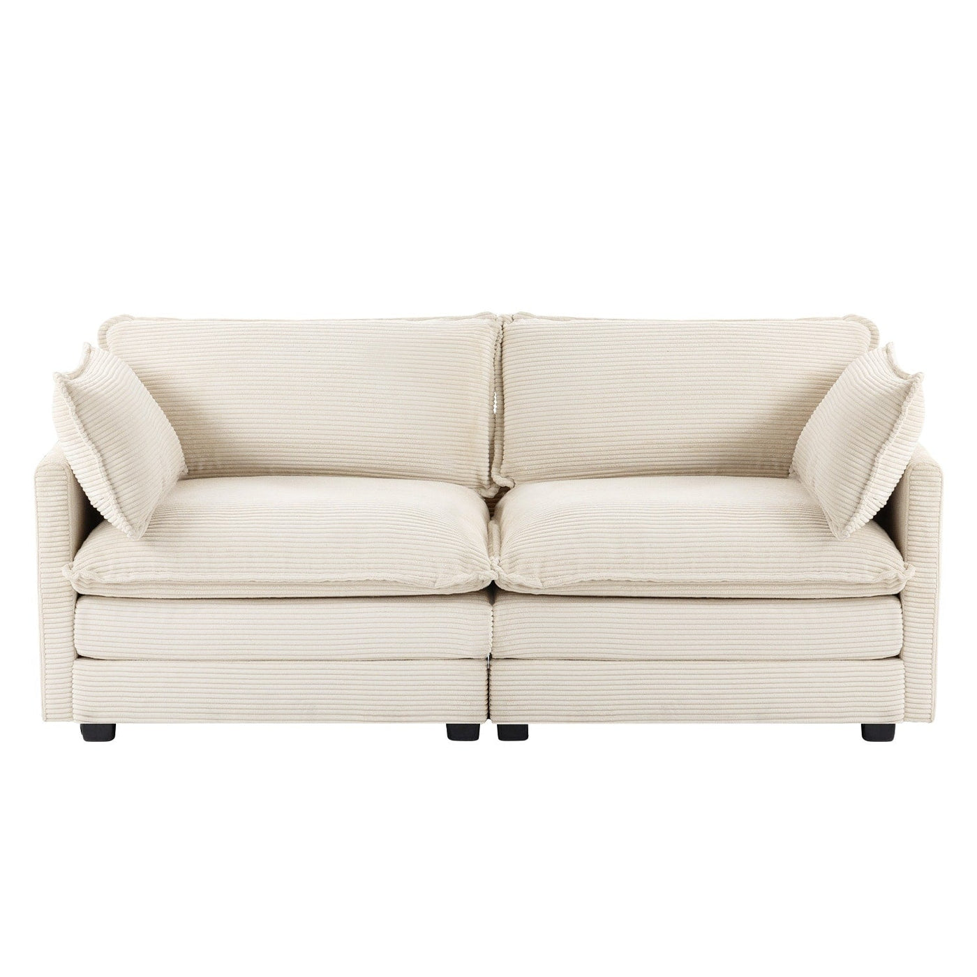 Corduroy Sectional Sofa with Removable Ottomans & Ultra-soft Cushions for Living Room & Bedroom