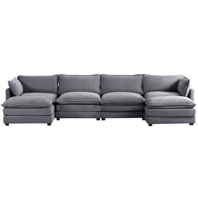 Corduroy Sectional Sofa with Removable Ottomans & Ultra-soft Cushions for Living Room & Bedroom