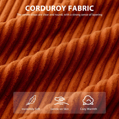 Corduroy Upholstered Memory Foam Sofa With Ottoman Upholstered Bean Bag Couch - 48.4Lx67.7Wx24.4H