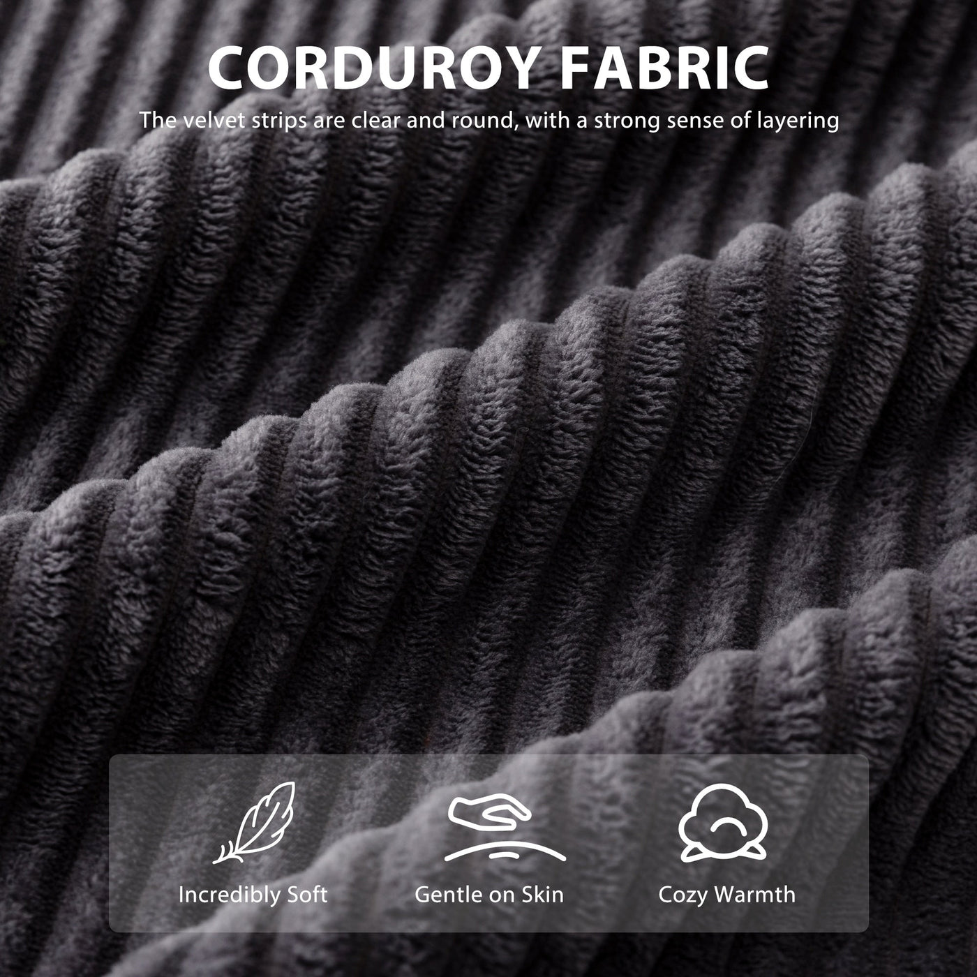 Corduroy Upholstered Memory Foam Sofa With Ottoman Upholstered Bean Bag Couch - 48.4Lx67.7Wx24.4H