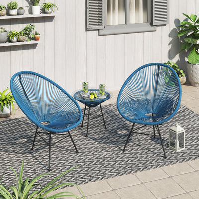 Corvus Sarcelles 3-Piece Modern Wicker Acapulco Bistro Set