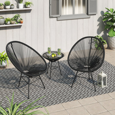 Corvus Sarcelles 3-Piece Modern Wicker Acapulco Bistro Set