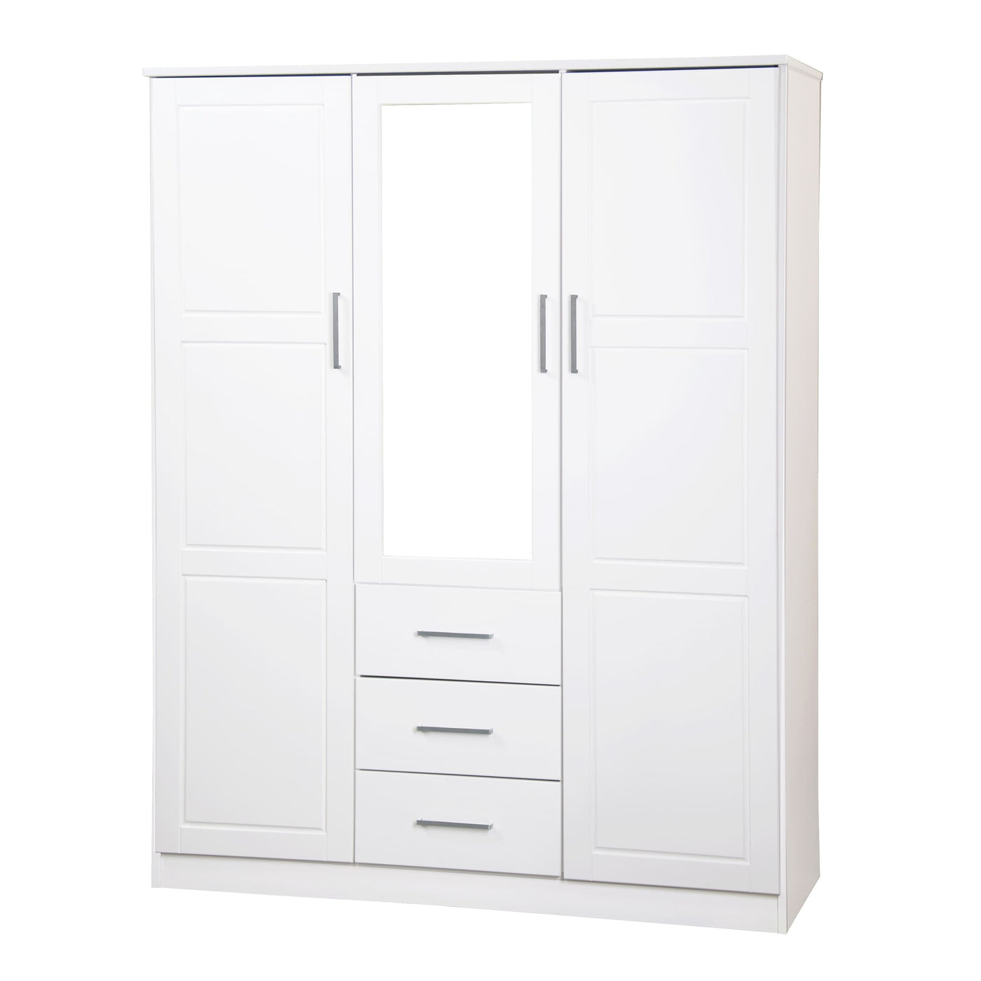 Palace Imports 100% Solid Wood Cosmo 3-Door Wardrobe Armoire with Solid Wood or Mirrored Doors