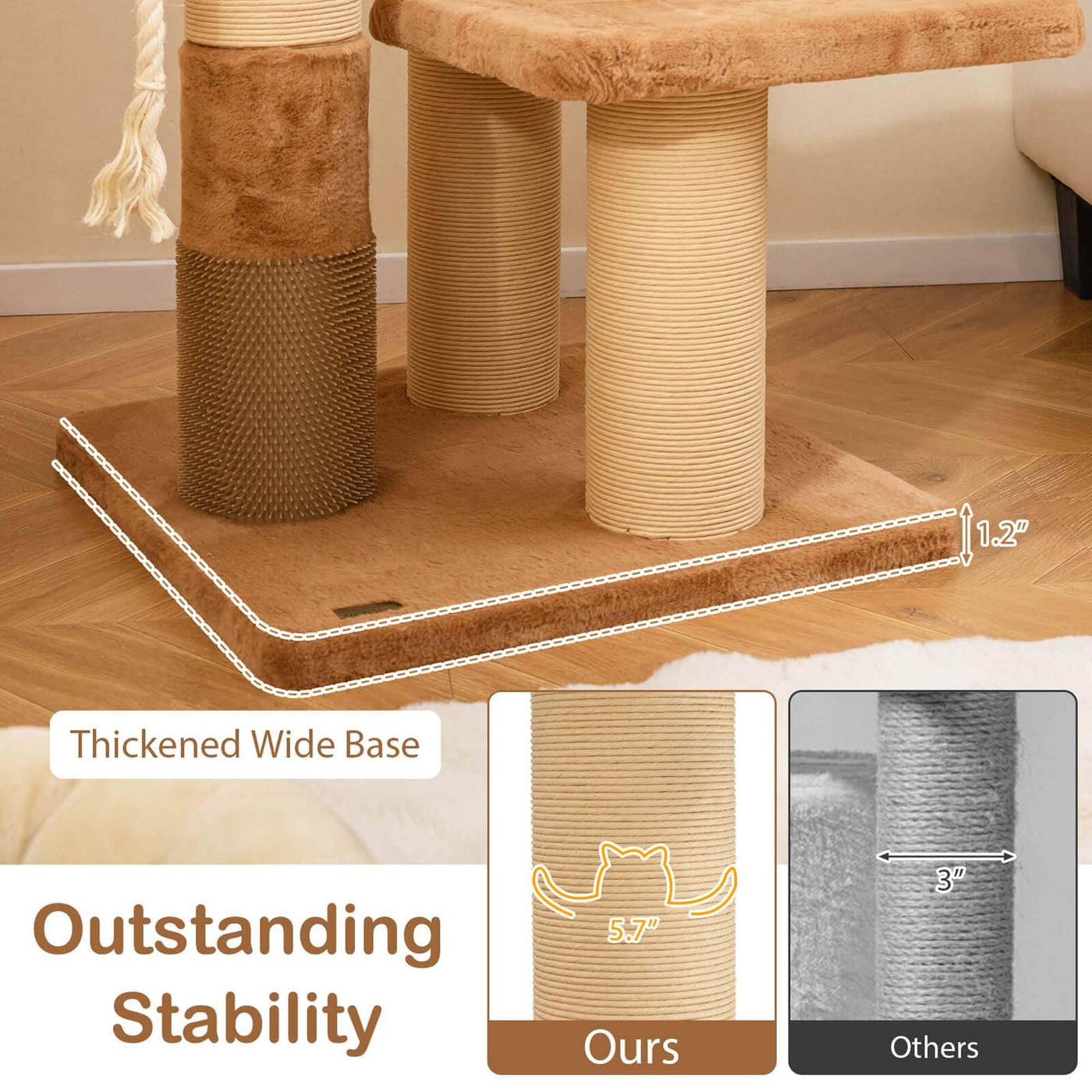 Costway 65 Tall Cat Tree for Indoor with Self-groomer Padded Perch - See Details