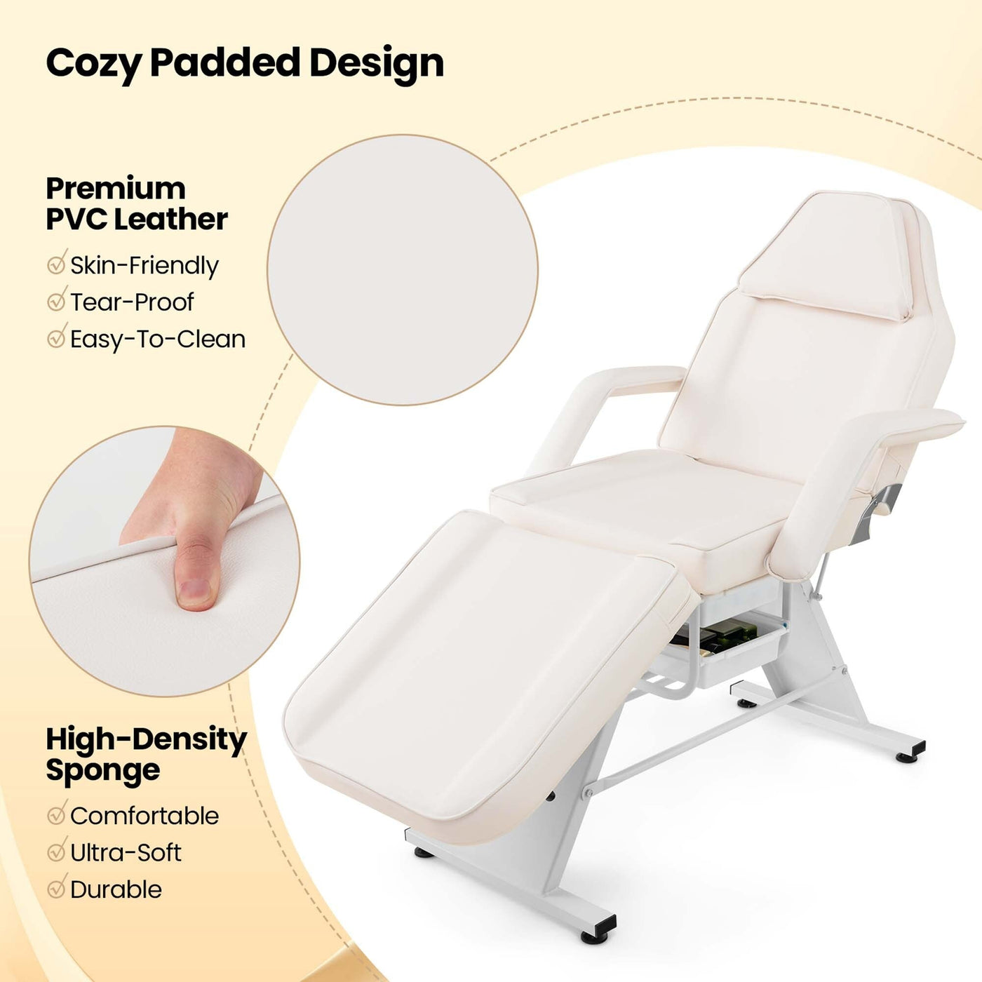 Costway 72 Massage Bed with Hydraulic Stool Adjustable Backrest &
