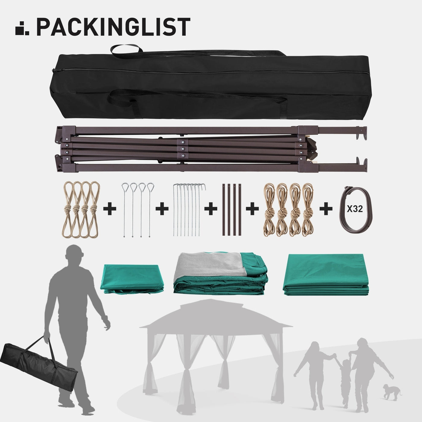 Cozywor 11 ft. x 11 ft. Pop-Up Steel Gazebo with Mosquito Netting