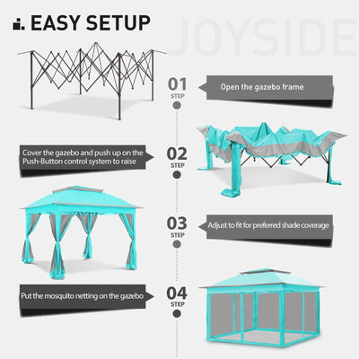 Cozywor 11 ft. x 11 ft. Pop-Up Steel Gazebo with Mosquito Netting