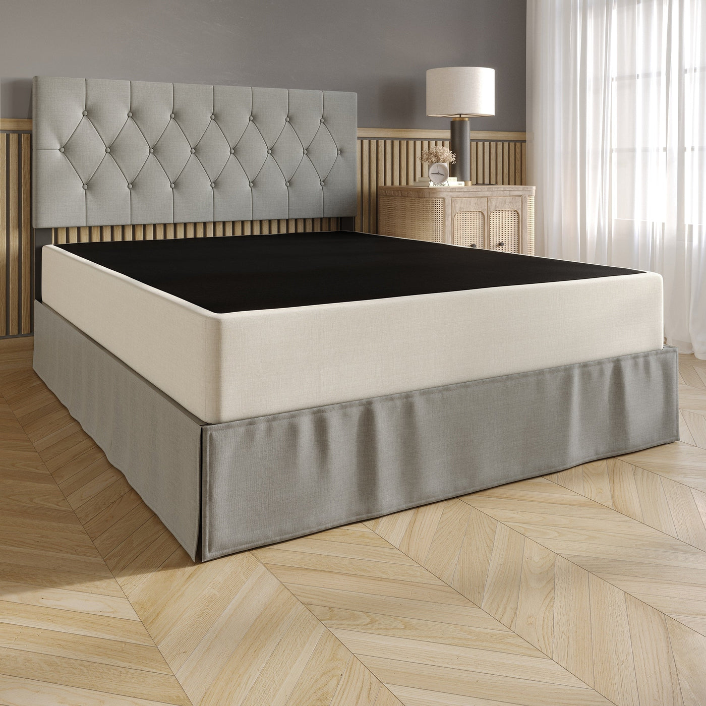 CraftPorch Upholstered Linen Metal Box Spring