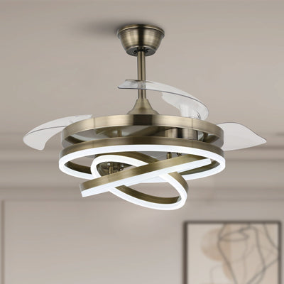 Cusp Barn 42 Retractable Ceiling Fan with Lights and Remote DIY Shape Fandelier Modern Silent DC Motor LED Ceiling Light