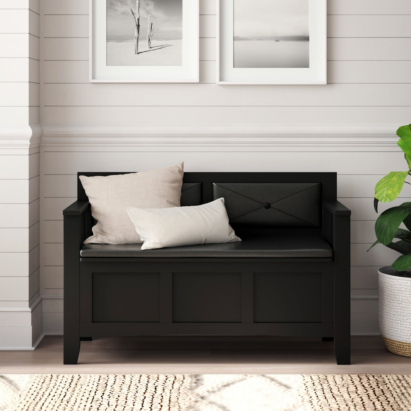 Dahlia Wood Flip Top Storage Entryway Bench