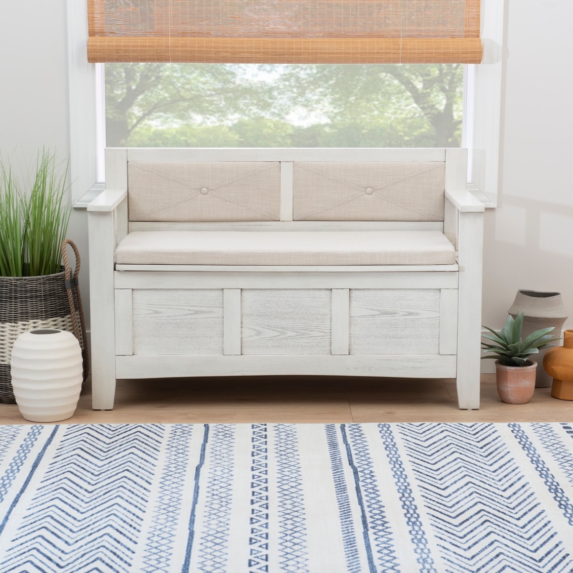 Dahlia Wood Flip Top Storage Entryway Bench