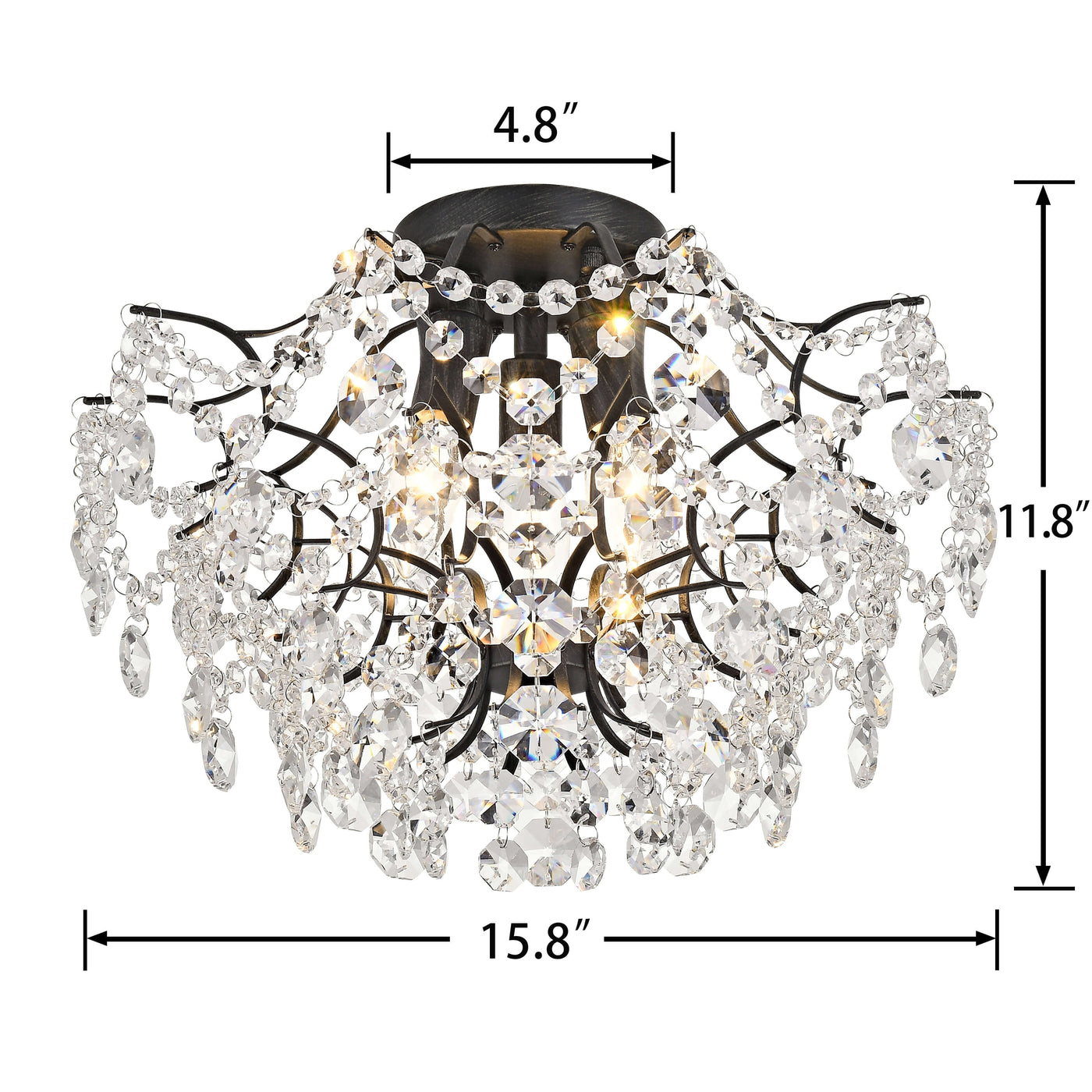 Dalia Elegant Indoor 3-light Crystal Flush Mount