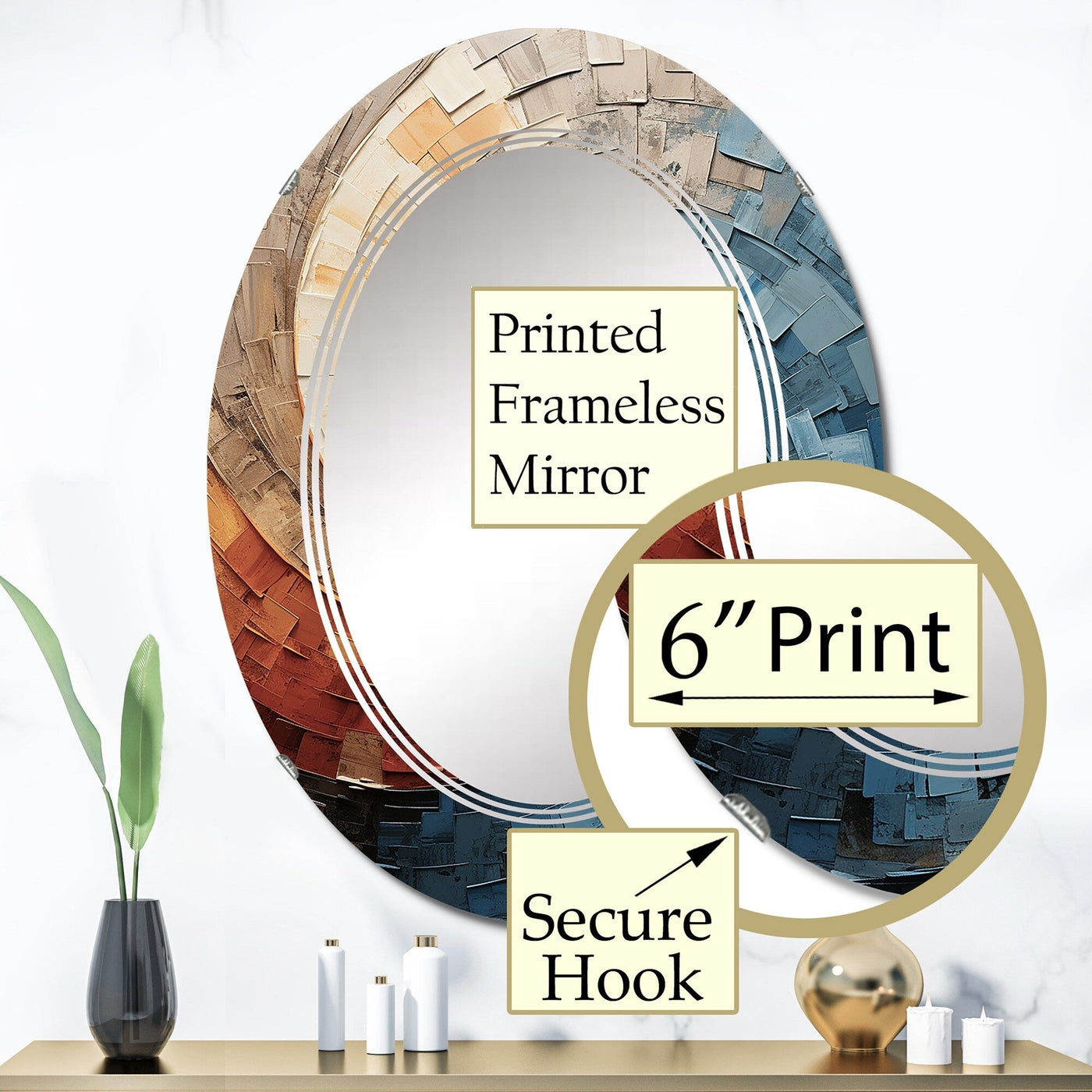 Designart Collaged Spiral Abstract Modern Wall Mirror