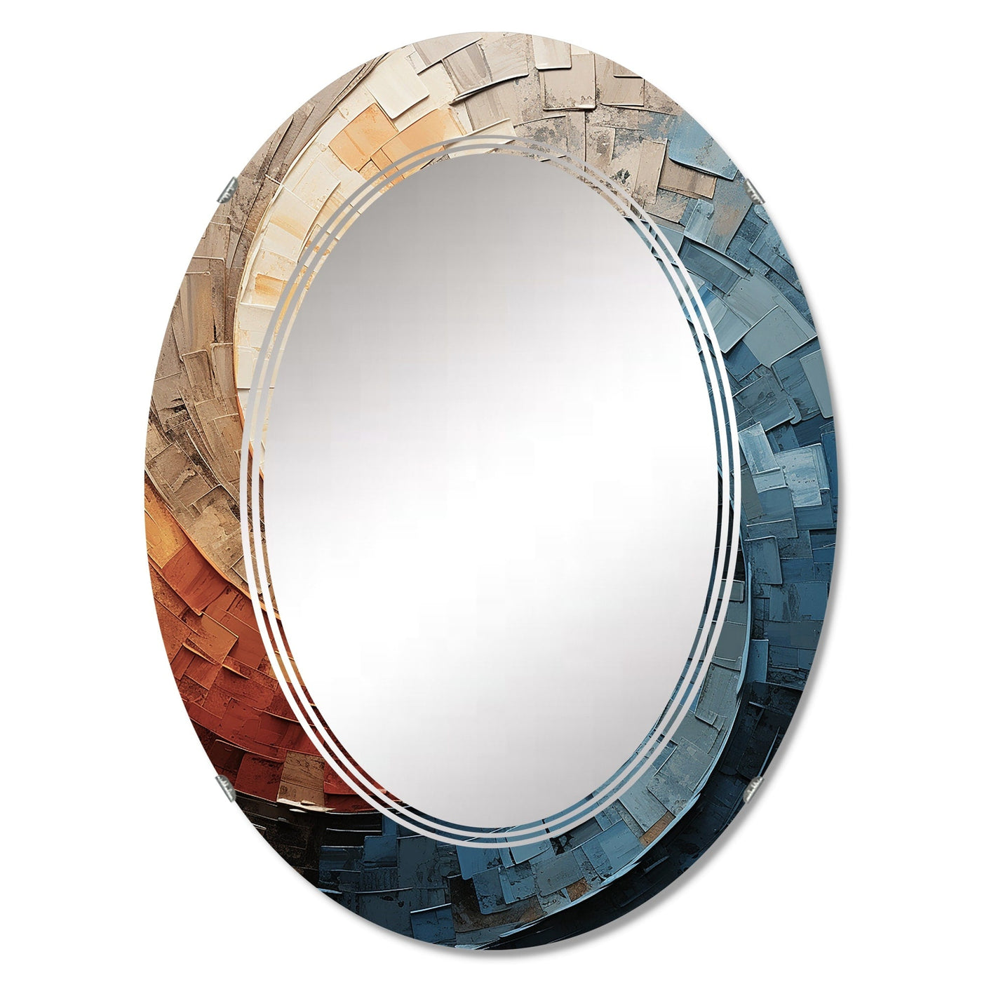Designart Collaged Spiral Abstract Modern Wall Mirror
