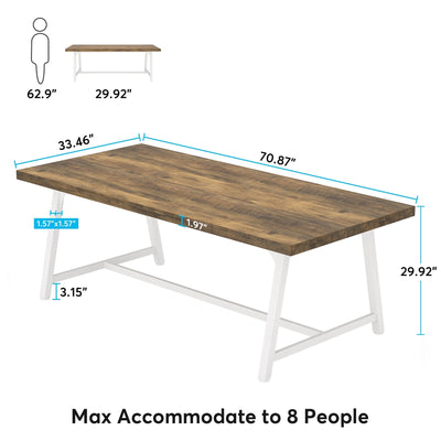 Dining Table for 8 People, 70.87-inch Rectangular Wood Kitchen Table