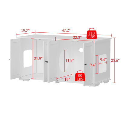 Double Pet Privacy Washroom Cat Litter Box Concealment Furniture