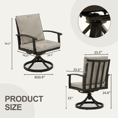 EGEIROS LIFE AluLux 9-Piece Aluminum Patio Dining Set with 2 Swivel Dining Chairs, 6 Dining Chairs and Washable Cushions