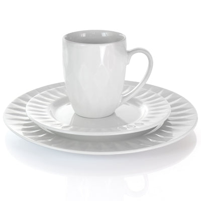 Elama Sienna 18 Piece Stoneware Dinnerware Set in White
