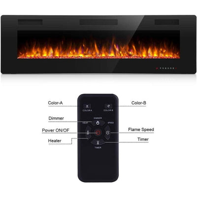 Modern Recessed Wall-mounted Multicolor LED Electric Fireplace, Ultra-thin and Low Noise