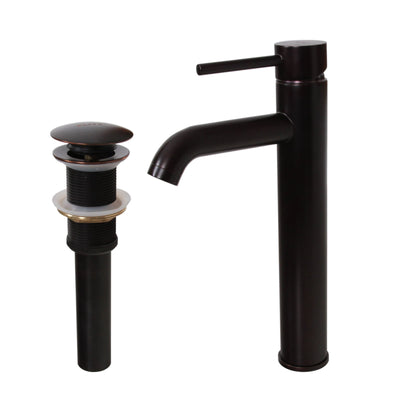 Elite Oil-rubbed Bronze Tall Single-handle Bathroom Vessel Faucet and Pop-up Drain